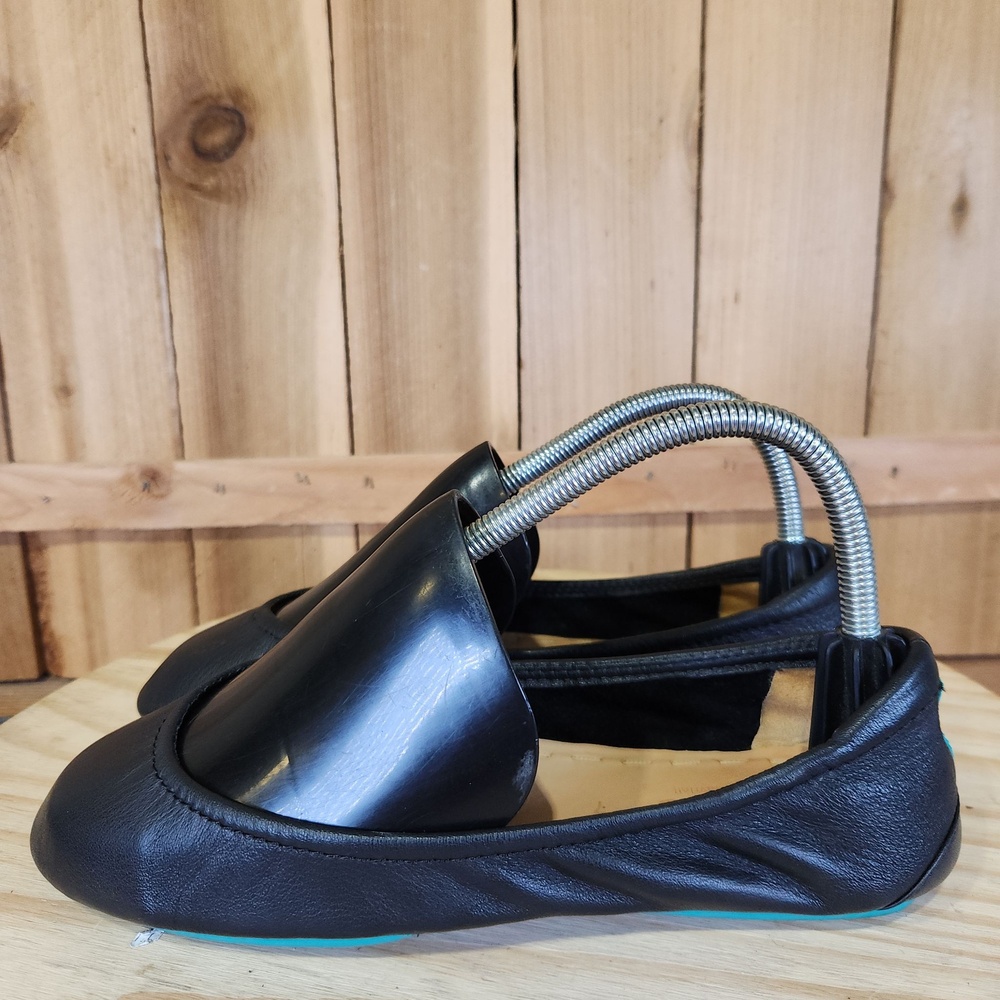 Tieks Ballet Flat Shoes Womens 7 Black Leather Round Toe Slip On Comfort Italy